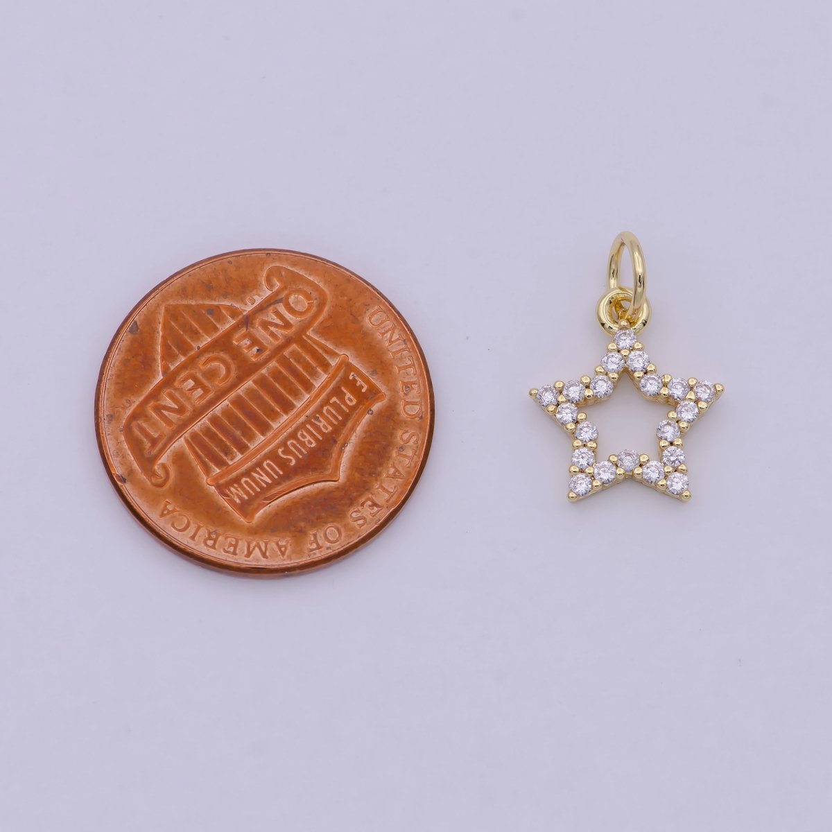 24K Gold Filled Clear Micro Paved CZ Celestial Star Open Charm N - 243 - DLUXCA