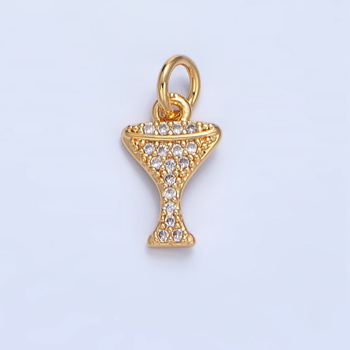 24K Gold Filled Clear Micro Paved CZ Martini Glass Alcoholic Drink Charm | X868 - DLUXCA