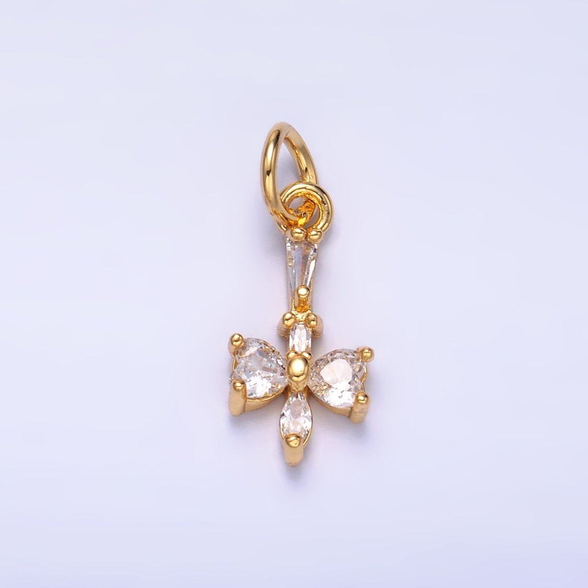 24K Gold Filled Clear, Multicolor CZ Baguette Geometric Charm in Gold & Silver | W817 W818 - DLUXCA