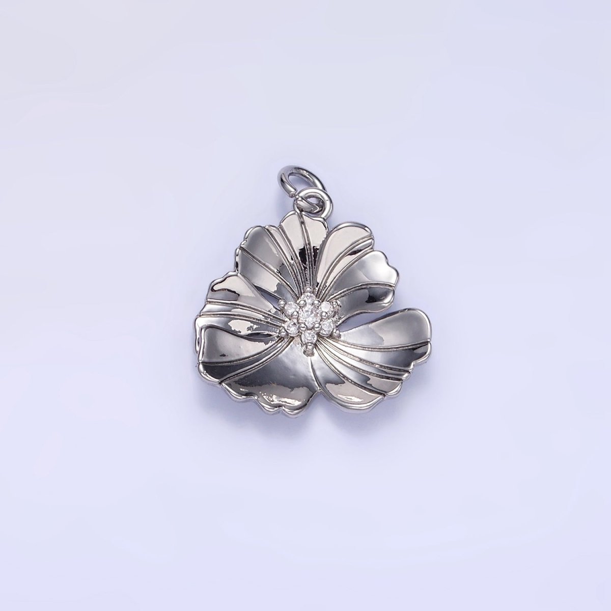 24K Gold Filled Clear, Multicolor Lined Flower Petal Charm in Gold & Silver | D269 D270 - DLUXCA