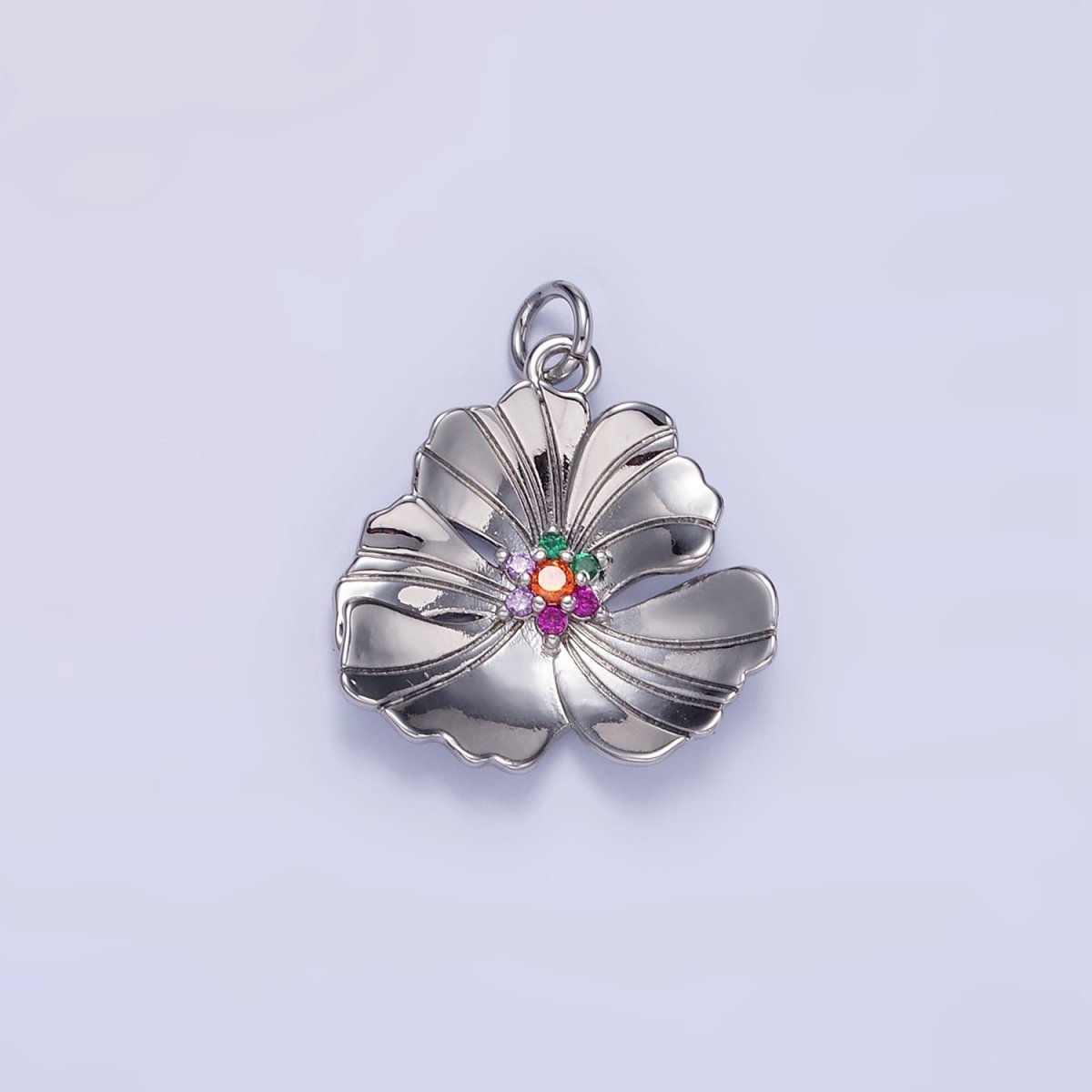 24K Gold Filled Clear, Multicolor Lined Flower Petal Charm in Gold & Silver | D269 D270 - DLUXCA