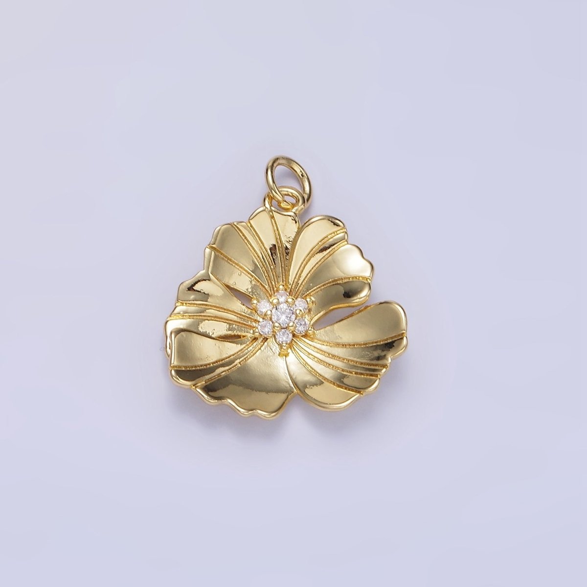 24K Gold Filled Clear, Multicolor Lined Flower Petal Charm in Gold & Silver | D269 D270 - DLUXCA