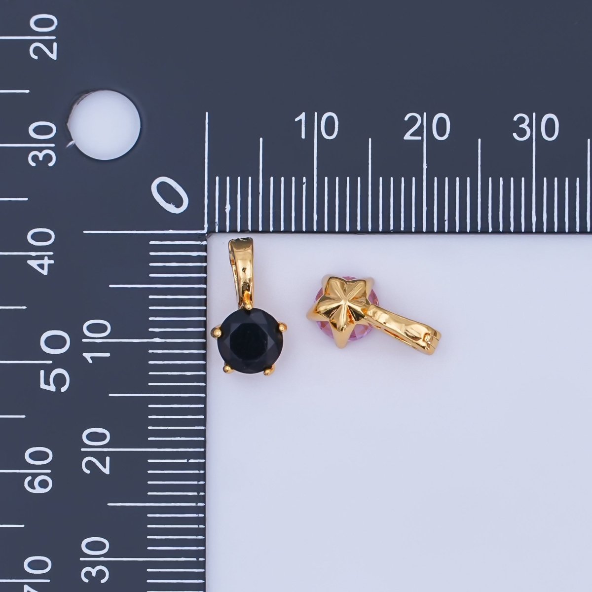 24K Gold Filled Clear, Pink, Blue CZ Round Solitaire Pendant | AH412 AH413 - DLUXCA