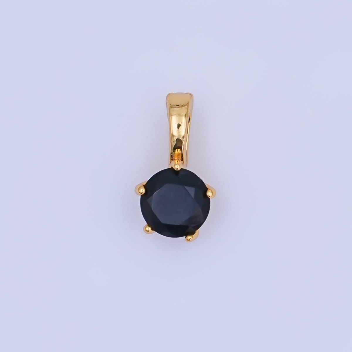 24K Gold Filled Clear, Pink, Blue CZ Round Solitaire Pendant | AH412 AH413 - DLUXCA