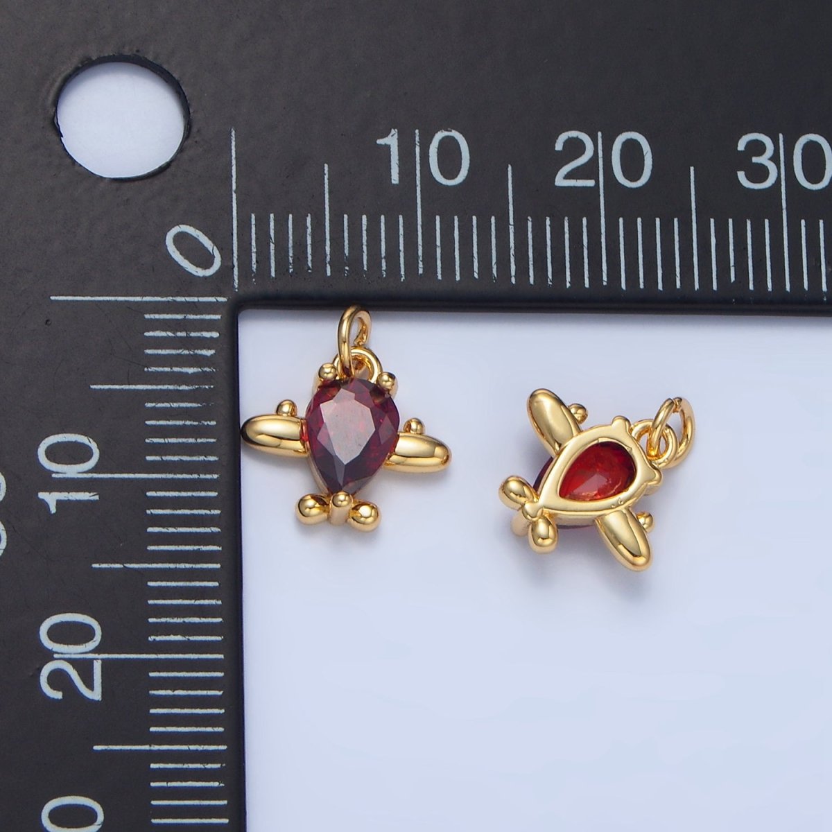 24K Gold Filled Clear, Red CZ Fish Animal Charm in Gold & Silver | X929 X930 - DLUXCA