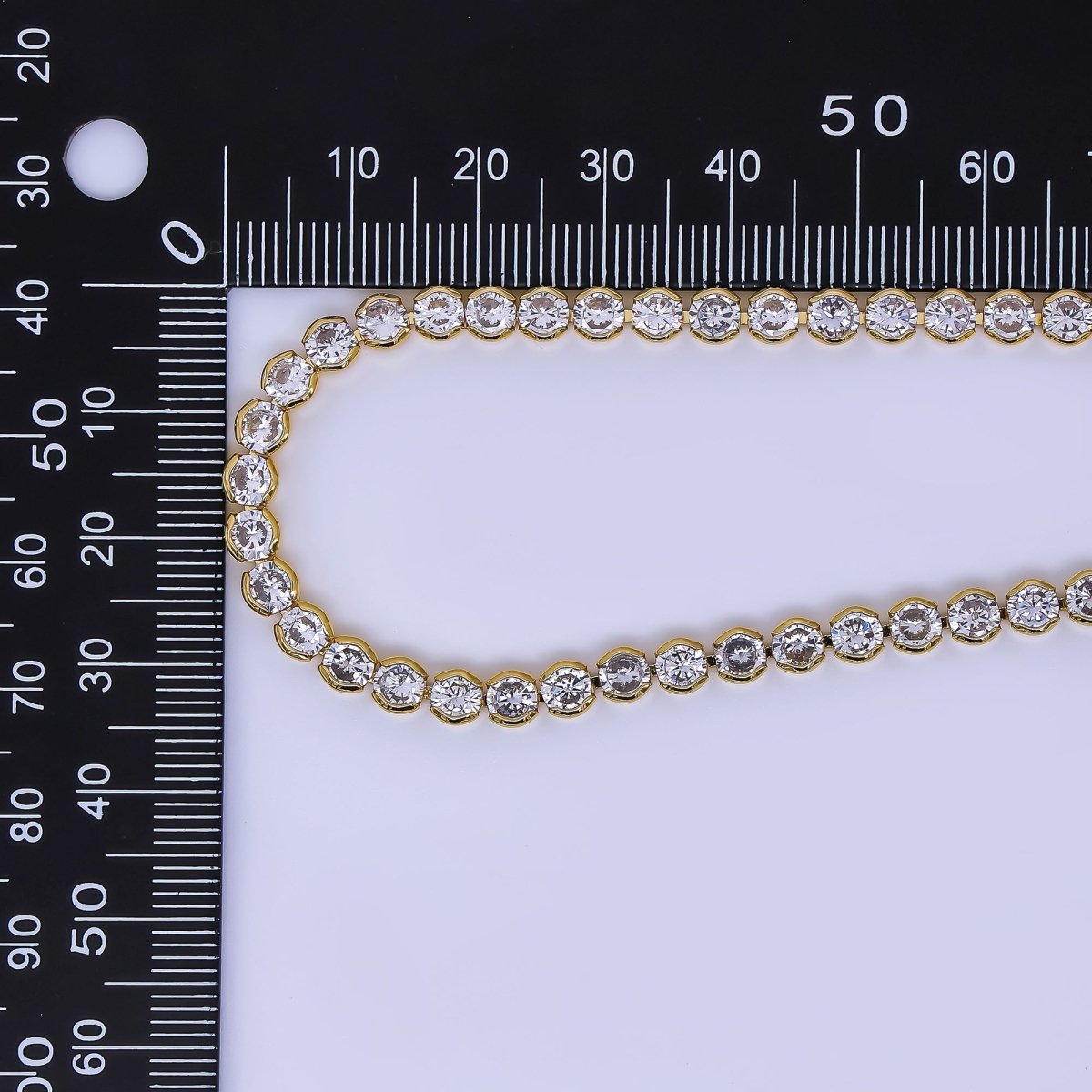 24K Gold Filled Clear Round CZ Lobster Clasp Tennis Necklace 16.53 Inch | WA - 3768 - DLUXCA