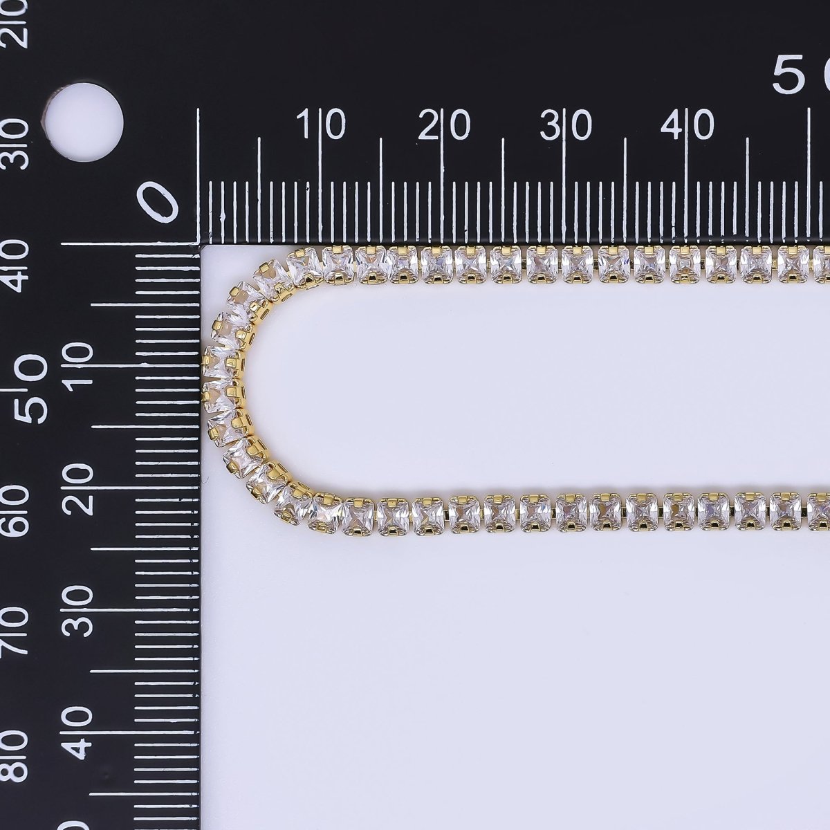 24K Gold Filled Clear Square CZ Box Clasp Tennis Necklace 17.71 Inch | WA - 3341 - DLUXCA
