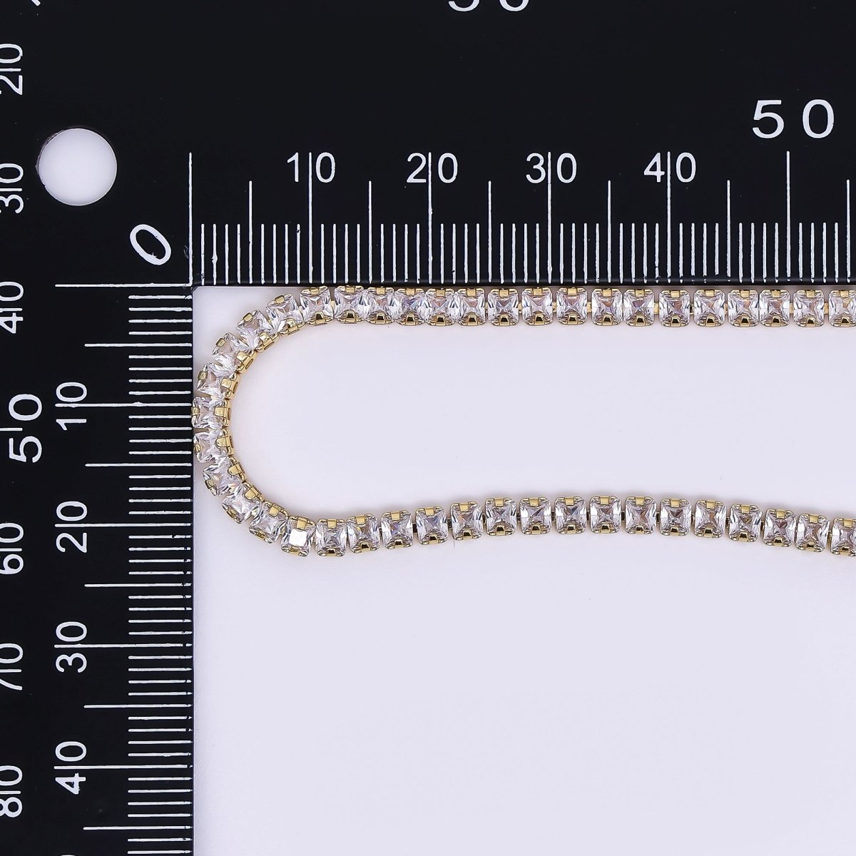 24K Gold Filled Clear Square CZ Lobster Clasp Tennis Necklace 16.14 Inch with Extender | WA - 3330 - DLUXCA