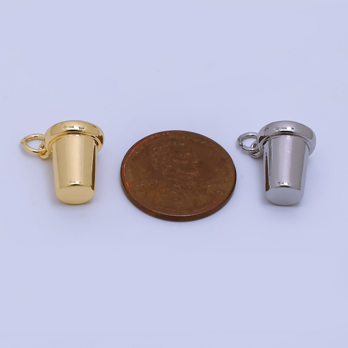24K Gold Filled Coffee Cup 3D Multidimensional Glass Charm in Gold or Silver| AJ - 374 - DLUXCA
