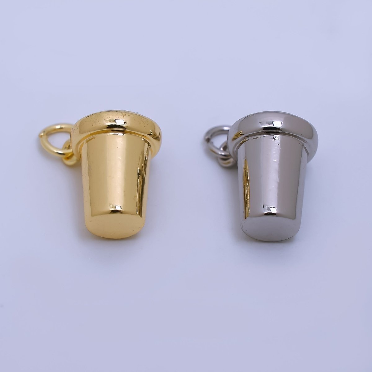 24K Gold Filled Coffee Cup 3D Multidimensional Glass Charm in Gold or Silver| AJ - 374 - DLUXCA