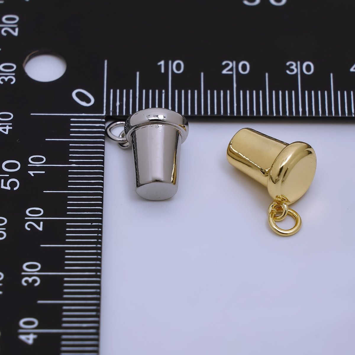 24K Gold Filled Coffee Cup 3D Multidimensional Glass Charm in Gold or Silver| AJ - 374 - DLUXCA