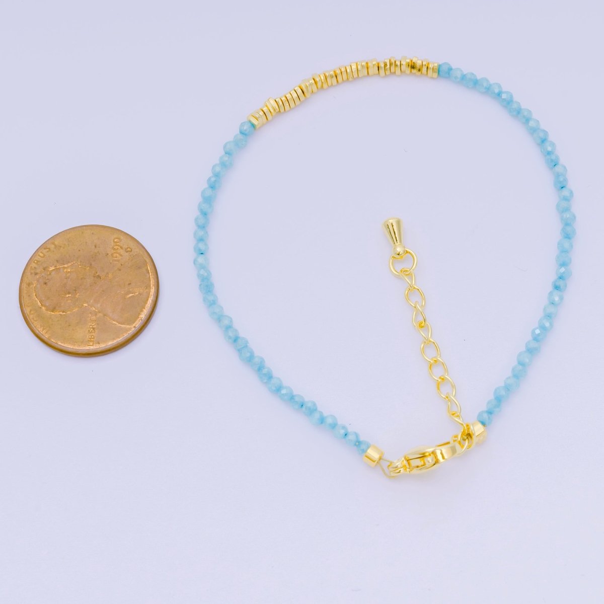 24K Gold Filled Colorful Gemstone Bead Bracelet in White, Fuchsia, & Pink | WA - 3672 - WA - 3694 - DLUXCA