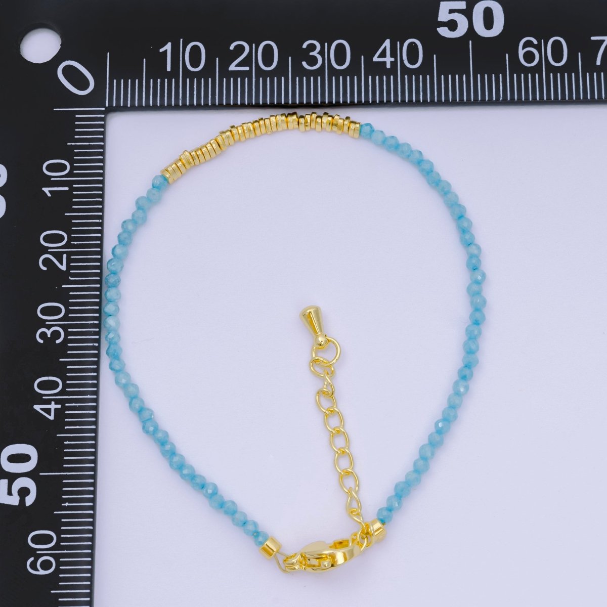 24K Gold Filled Colorful Gemstone Bead Bracelet in White, Fuchsia, & Pink | WA - 3672 - WA - 3694 - DLUXCA