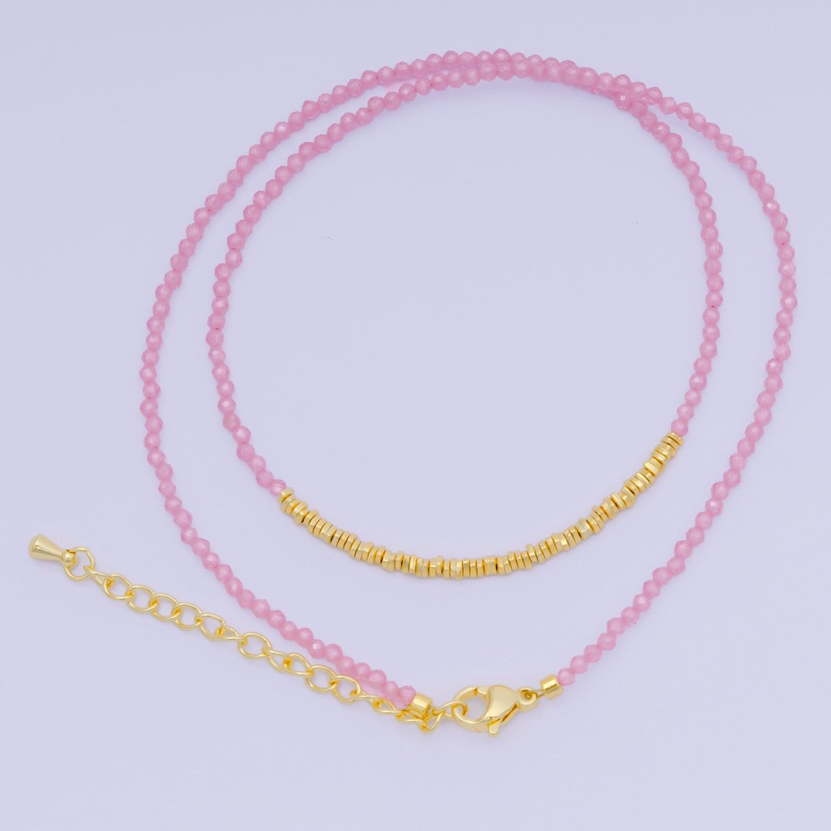 24K Gold Filled Colorful Gemstone Bead Necklace 16.92 Inch with Extender | WA - 3626 - WA - 3644 - DLUXCA