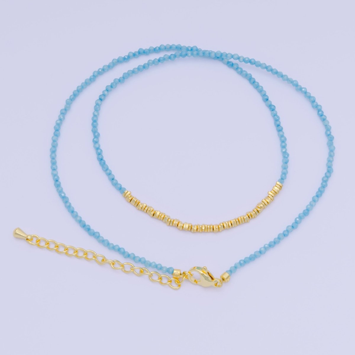 24K Gold Filled Colorful Gemstone Bead Necklace 16.92 Inch with Extender | WA - 3626 - WA - 3644 - DLUXCA