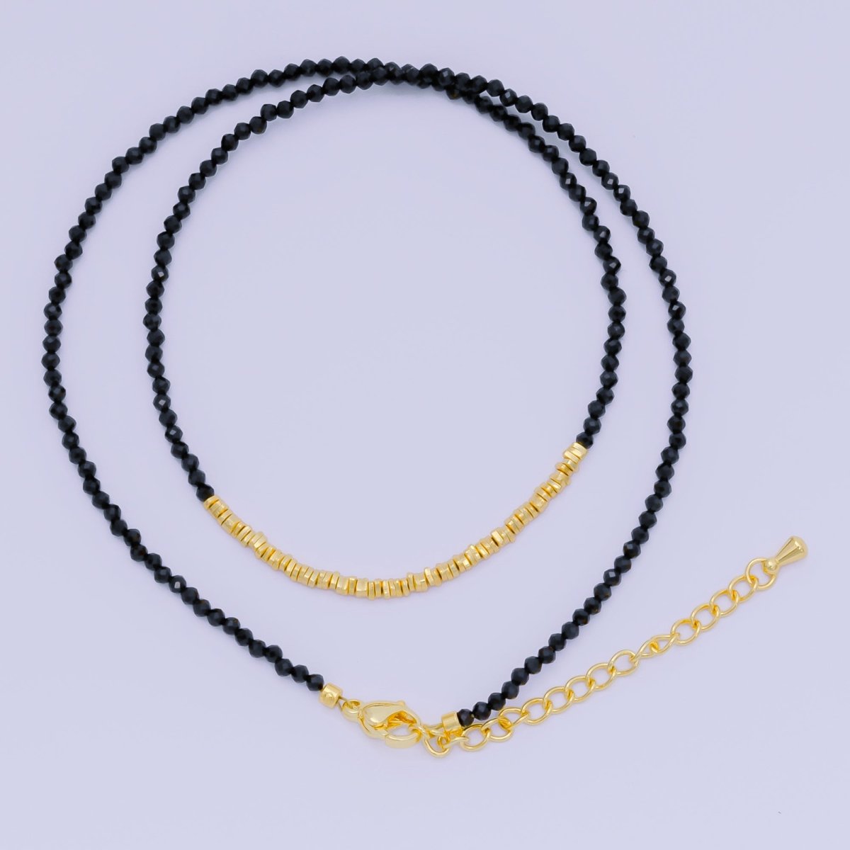 24K Gold Filled Colorful Gemstone Bead Necklace 16.92 Inch with Extender | WA - 3626 - WA - 3648 - DLUXCA