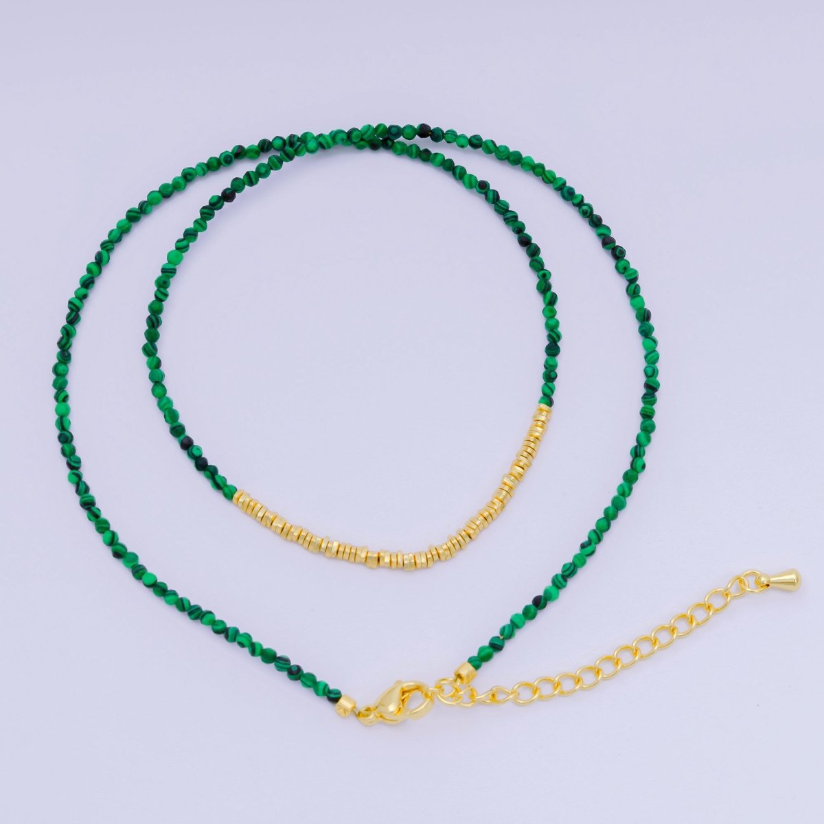 24K Gold Filled Colorful Gemstone Bead Necklace 16.92 Inch with Extender | WA - 3626 - WA - 3648 - DLUXCA