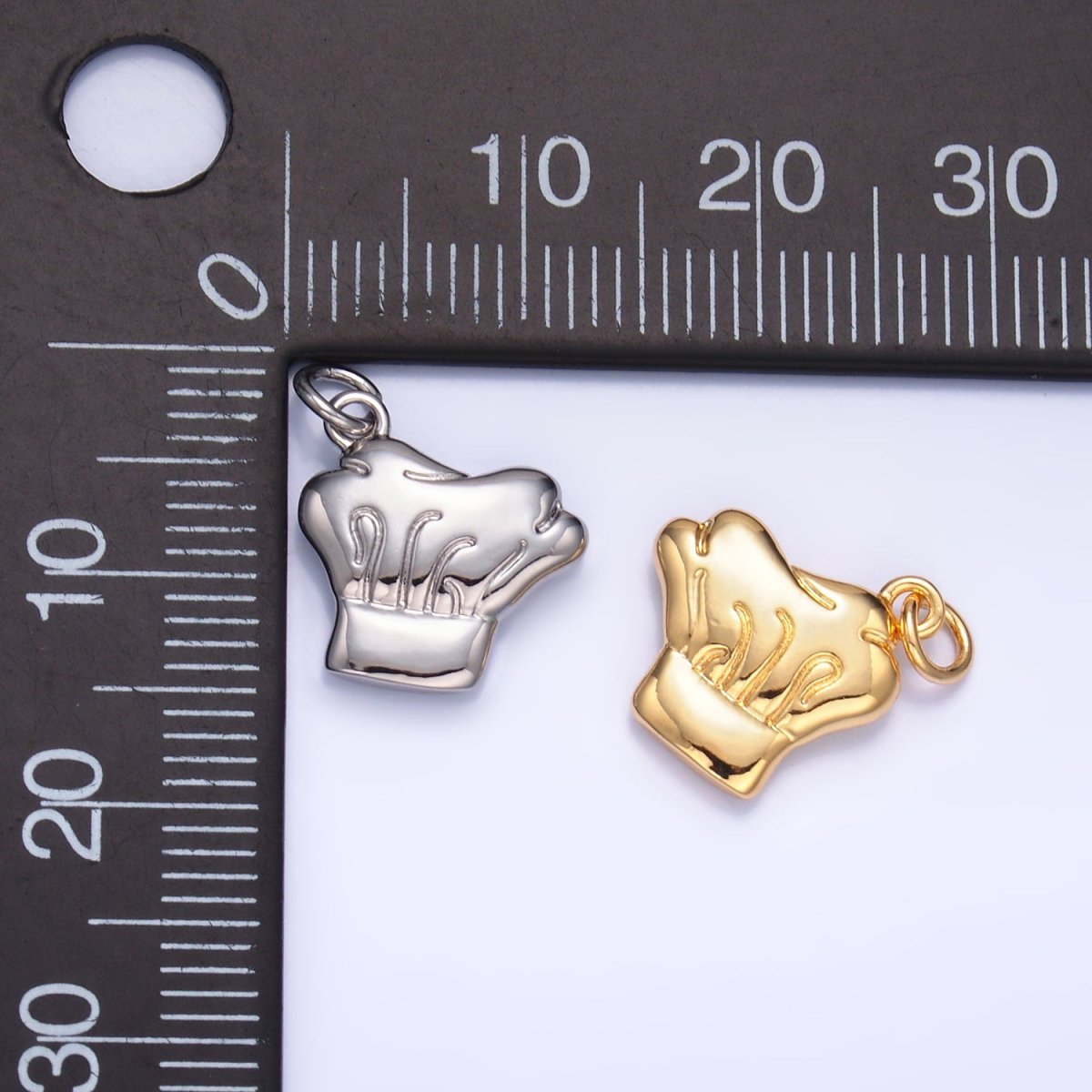 24K Gold Filled Cooking Baking Chef Hat Charm in Gold & Silver | W238 - DLUXCA