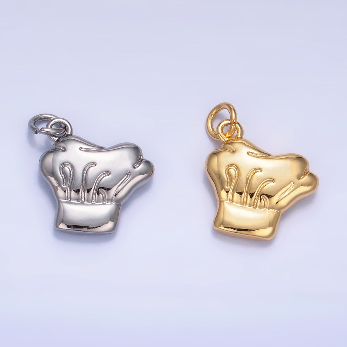 24K Gold Filled Cooking Baking Chef Hat Charm in Gold & Silver | W238 - DLUXCA