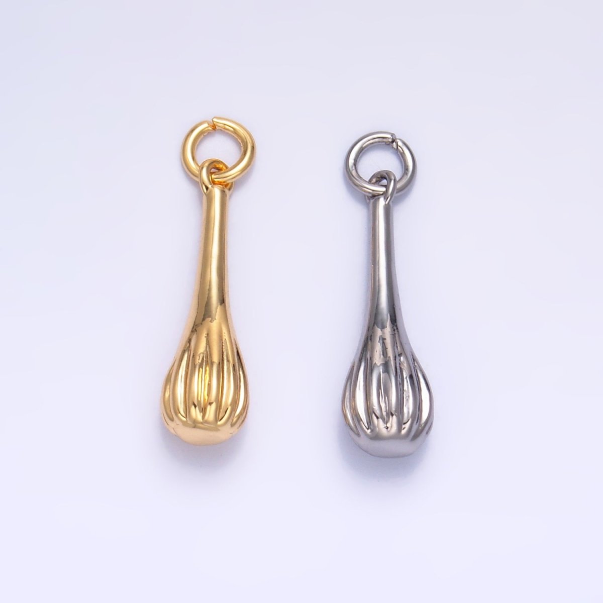 24K Gold Filled Cooking Whisk Utensil Tool 3D Multidimensional Charm in Gold & Silver | W346 - DLUXCA