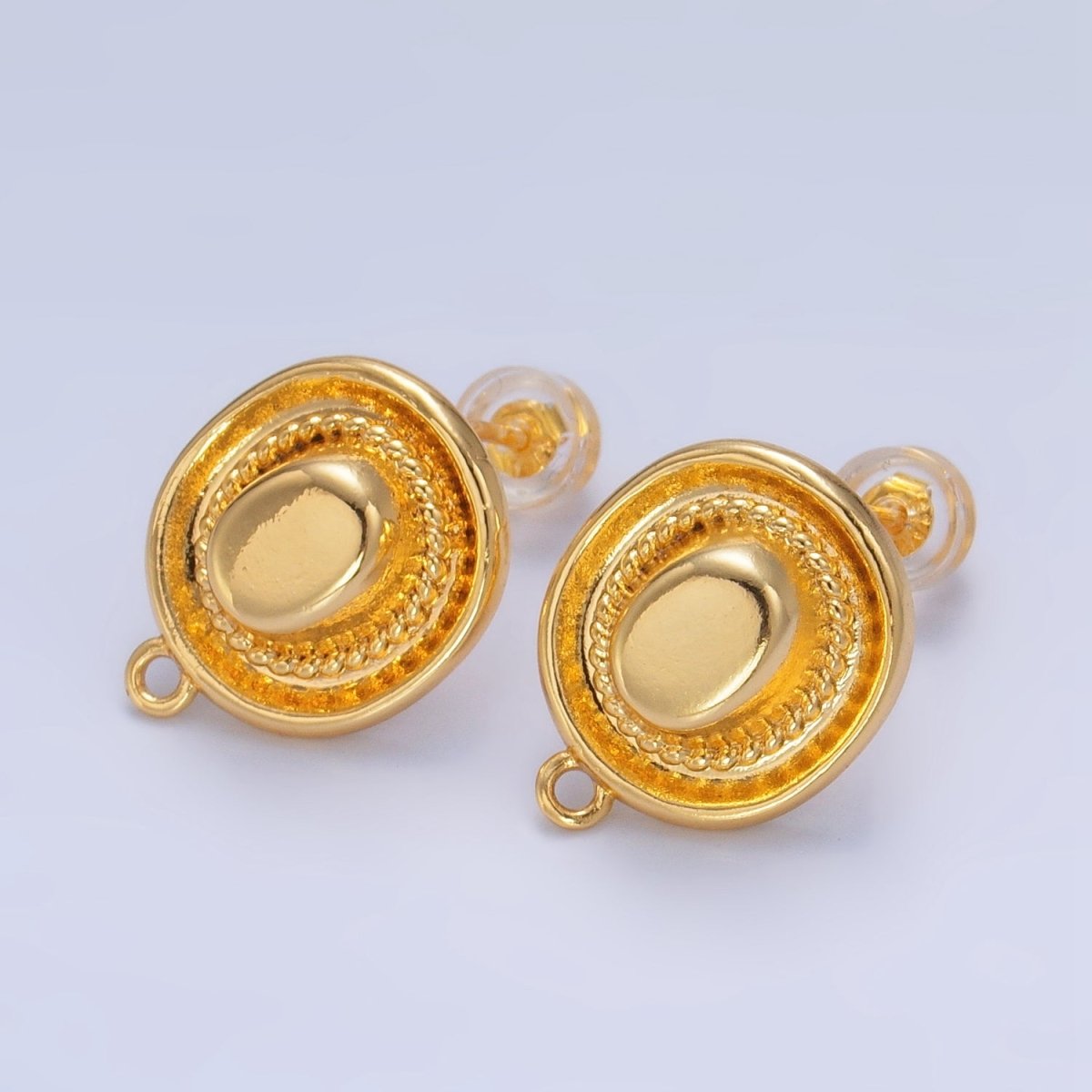 24K Gold Filled Cowboy Hat Multidimensional 3D Open Loop Drop Stud Earrings Findings | Z999 - DLUXCA