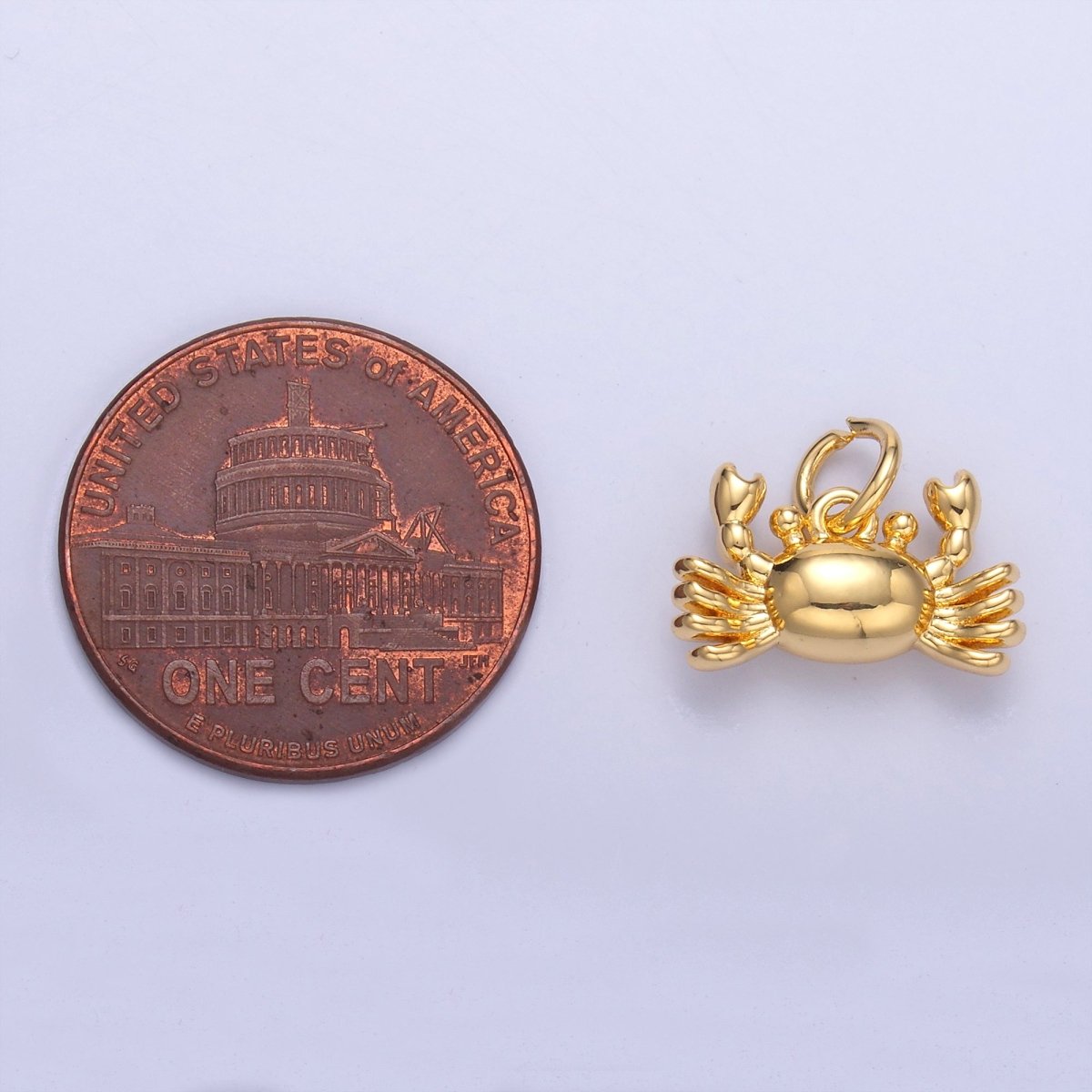 24K Gold Filled Crustacean Crab Sea Animal 3D Multidimensional Charm in Gold & Silver | N021 - DLUXCA