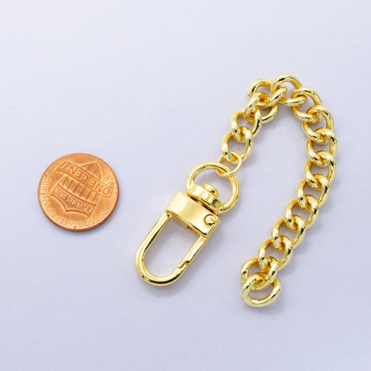 24K Gold Filled Curb Chain Bag Purse Charm Keychain Findings | WA - 2893 - DLUXCA