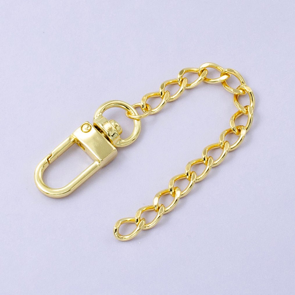 24K Gold Filled Curb Chain Bag Purse Charm Swivel Keychain Finding | WA - 2758 - DLUXCA