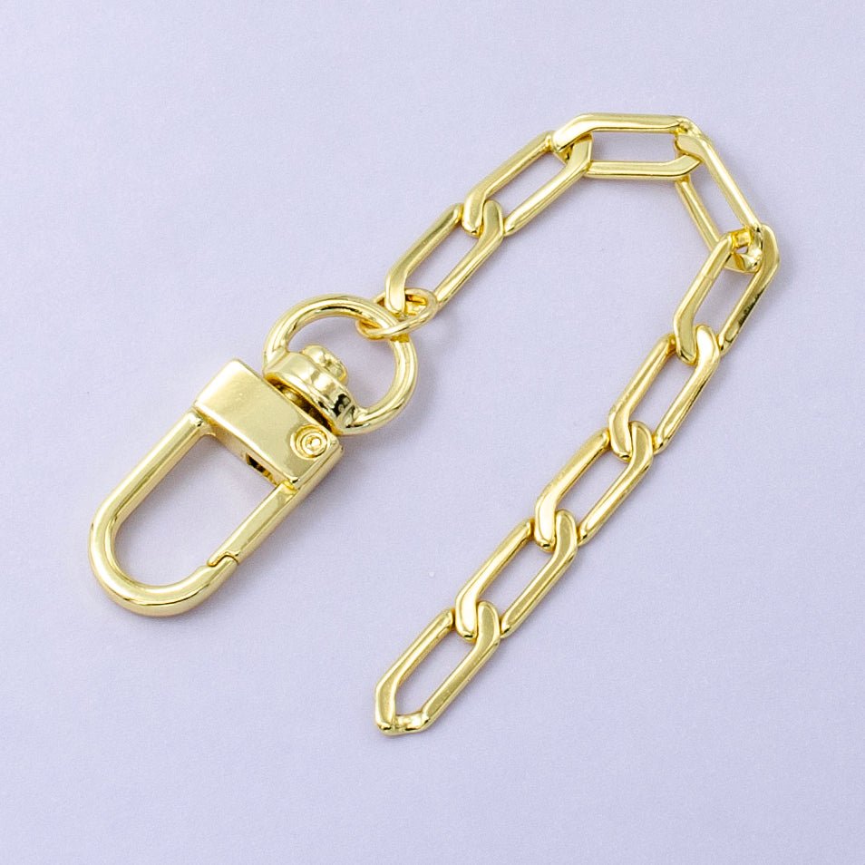 24K Gold Filled Curb Flat Link Chain Bag Purse Charm Swivel Keychain Finding | WA - 2759 - DLUXCA