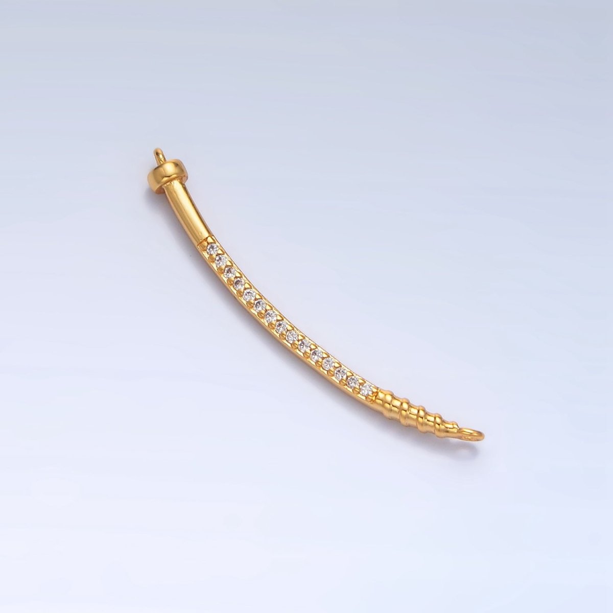 24K Gold Filled Curved Micro Paved CZ Nail Connector in Gold & Silver | F131 - DLUXCA