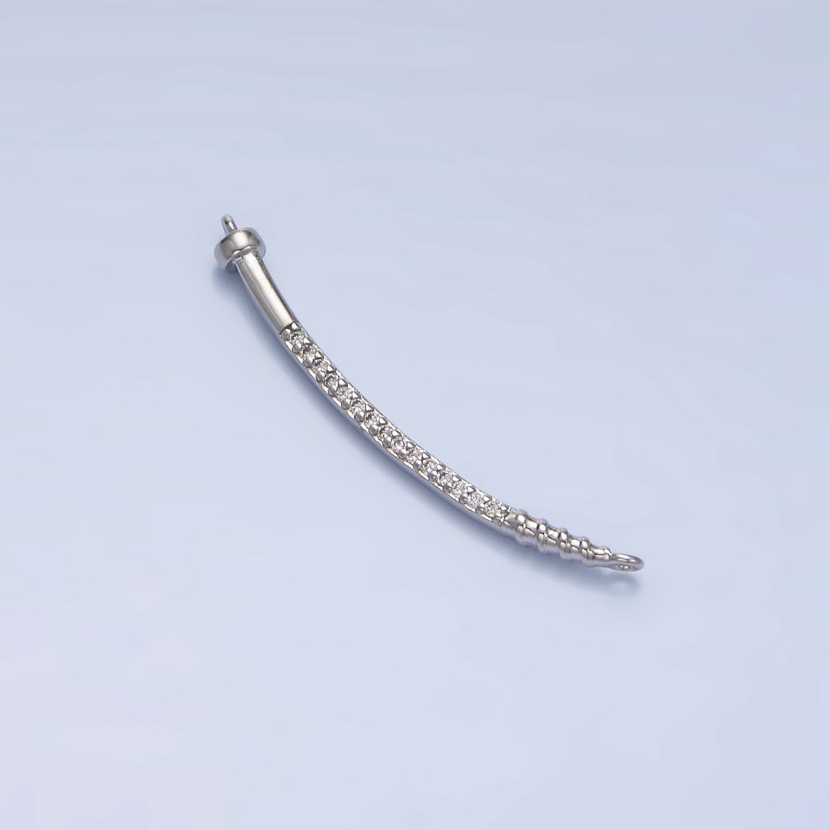 24K Gold Filled Curved Micro Paved CZ Nail Connector in Gold & Silver | F131 - DLUXCA