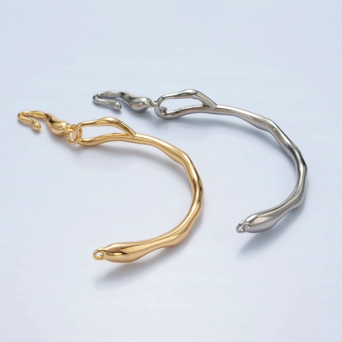 24K Gold Filled Curved Molten Hook Closure Findings Set in Silver & Gold | Z834 Z835 - DLUXCA