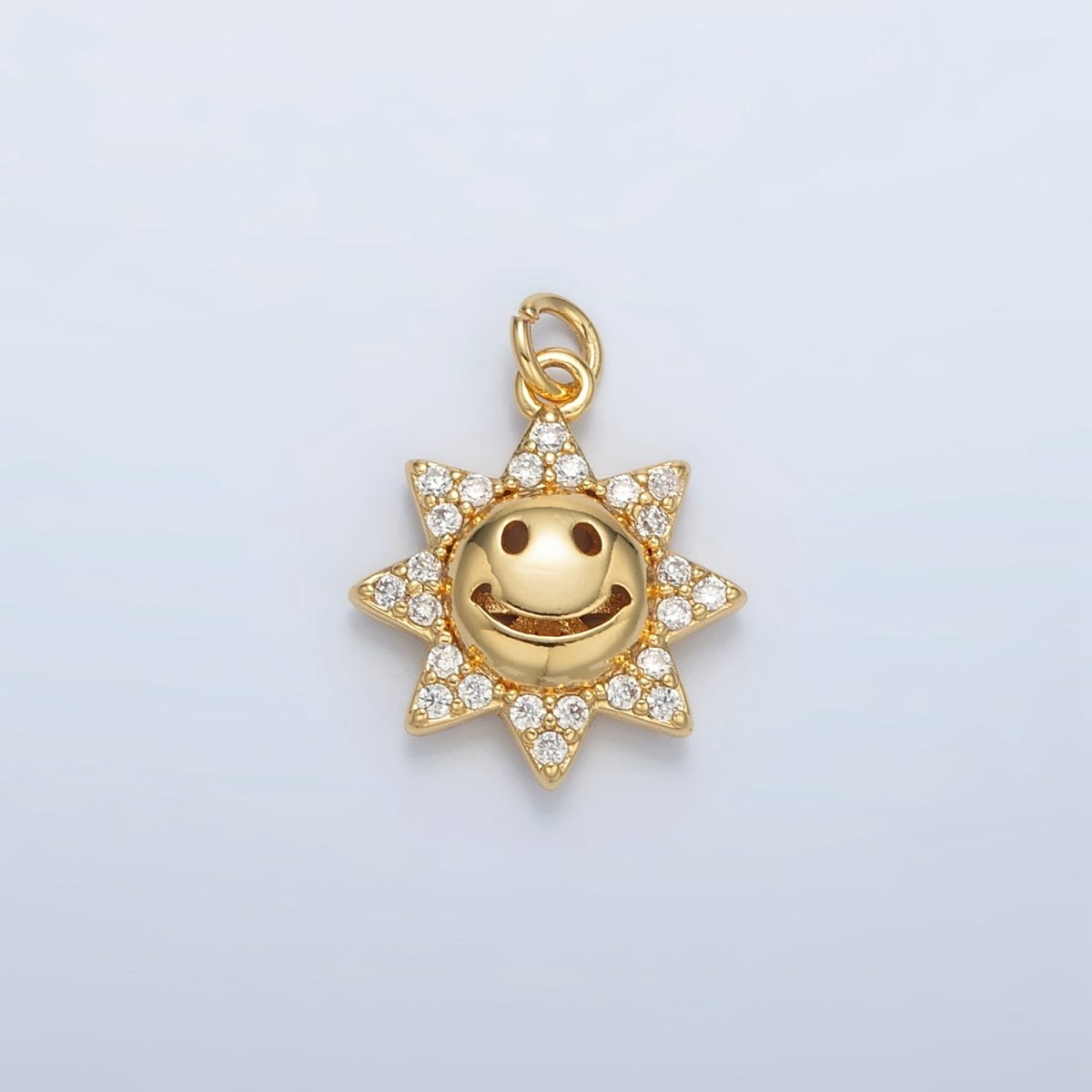 24K Gold Filled Cute Smiley Faced CZ Sunshine Charm | AC - 105 - DLUXCA