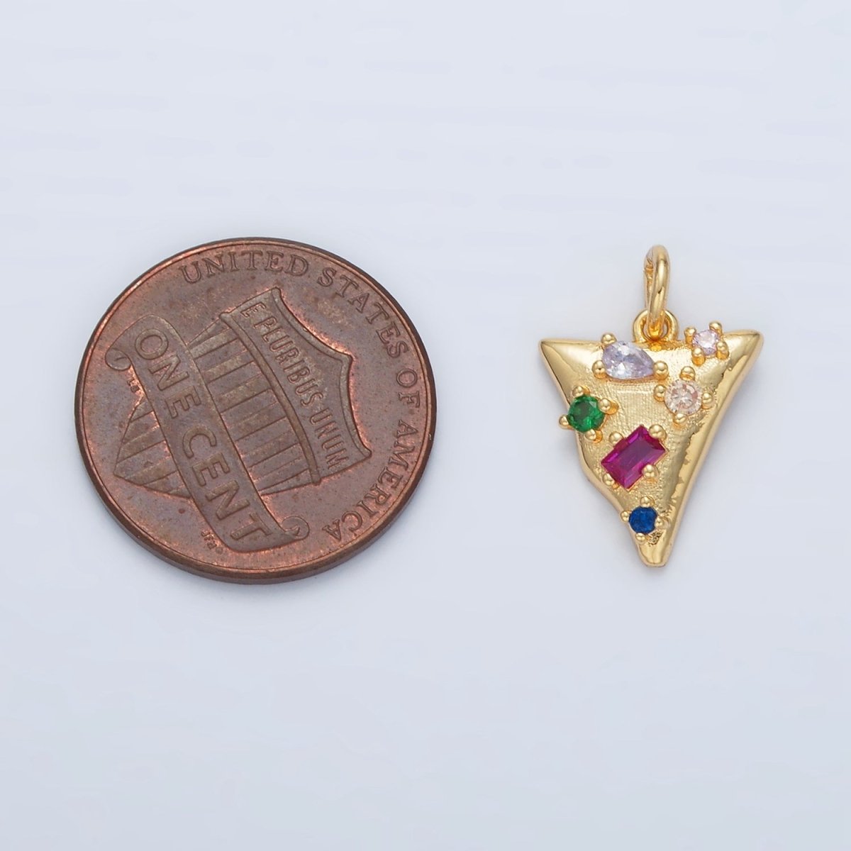 24K Gold Filled CZ Abstract Multi Colored Triangle Charm | D - 805 - DLUXCA