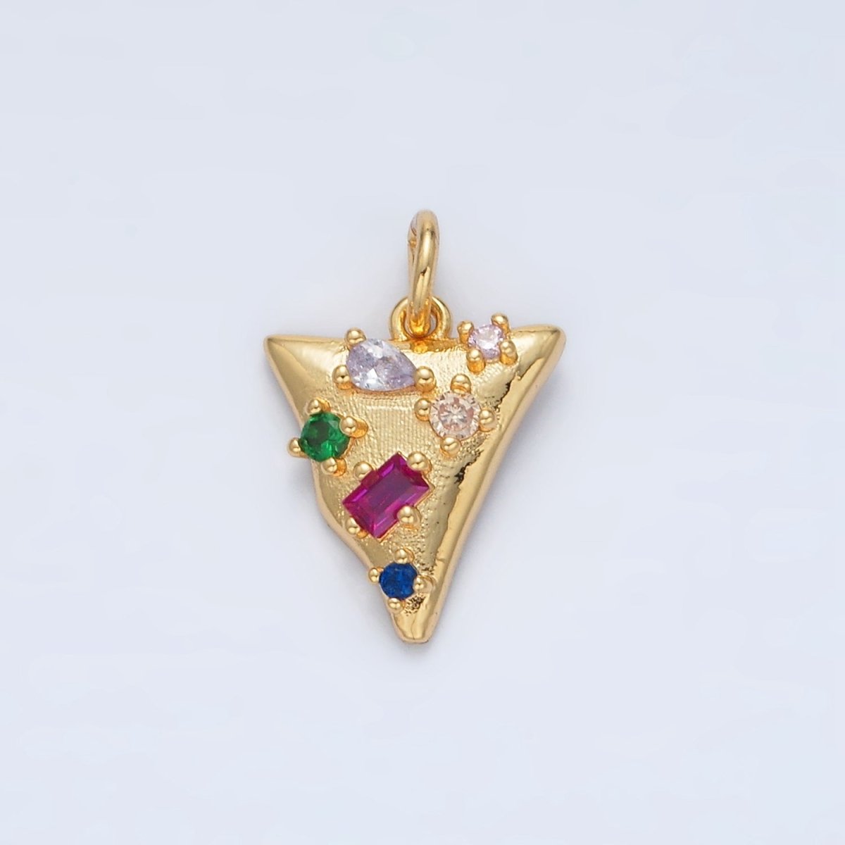 24K Gold Filled CZ Abstract Multi Colored Triangle Charm | D - 805 - DLUXCA