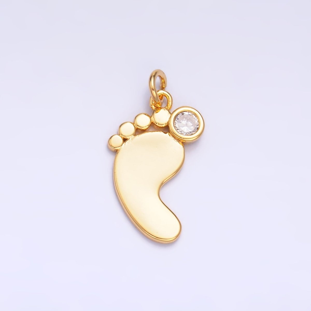 24K Gold Filled CZ Baby Feet Charm in Gold & Silver | W791 - DLUXCA