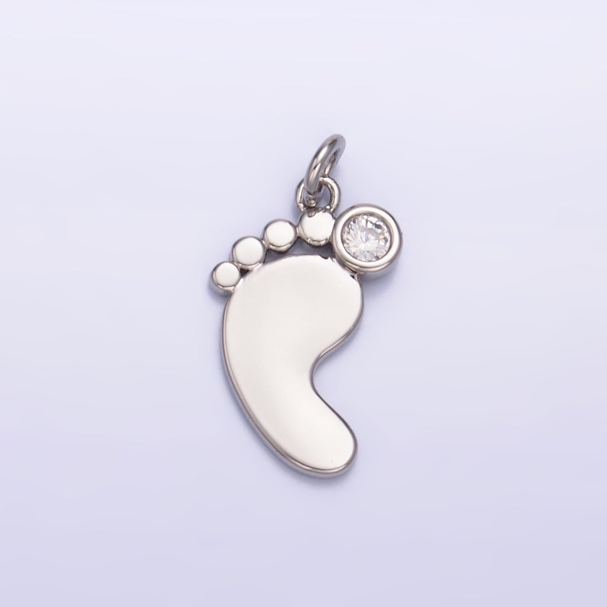 24K Gold Filled CZ Baby Feet Charm in Gold & Silver | W791 - DLUXCA