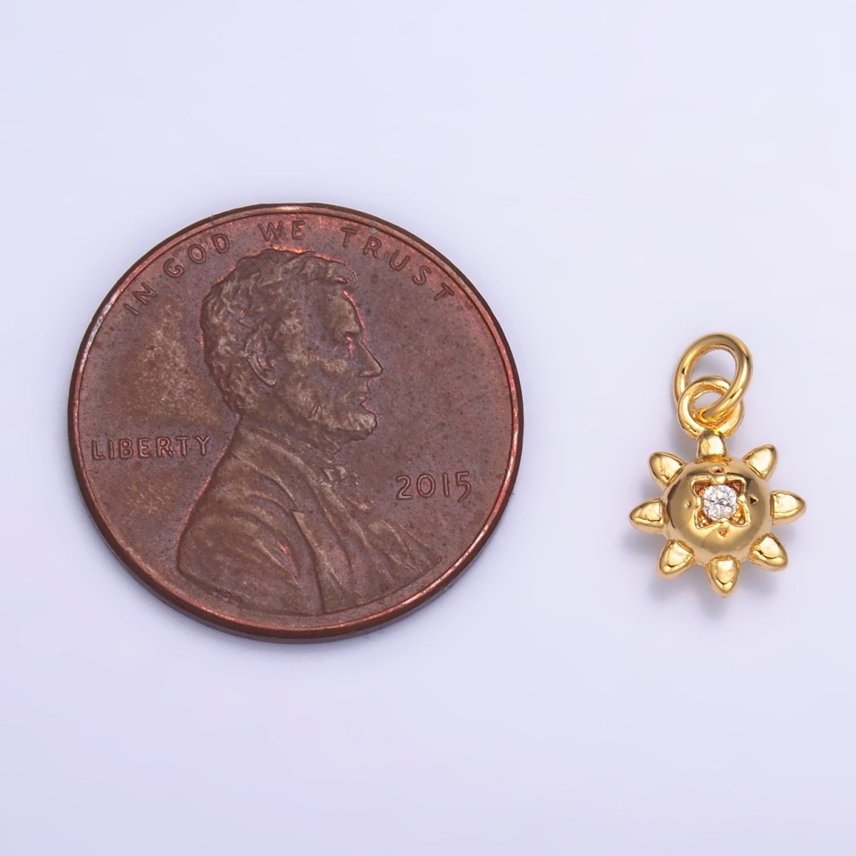 24K Gold Filled CZ Celestial Sun Charm in Gold & Silver | W879 - DLUXCA