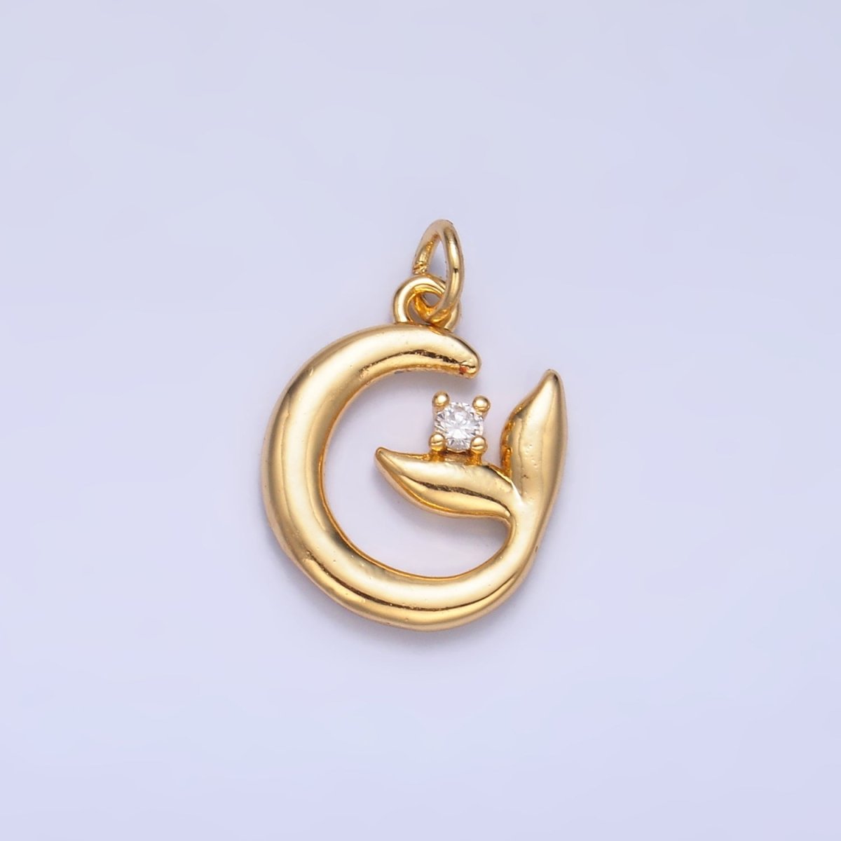 24K Gold Filled CZ Circular Fish Tail Charm in Gold & Silver | W356 - DLUXCA