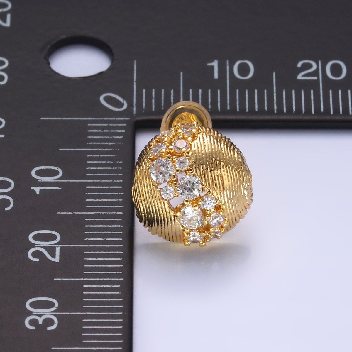 24K Gold Filled CZ Cluster Lined Round Stud Earrings | AB712 - DLUXCA