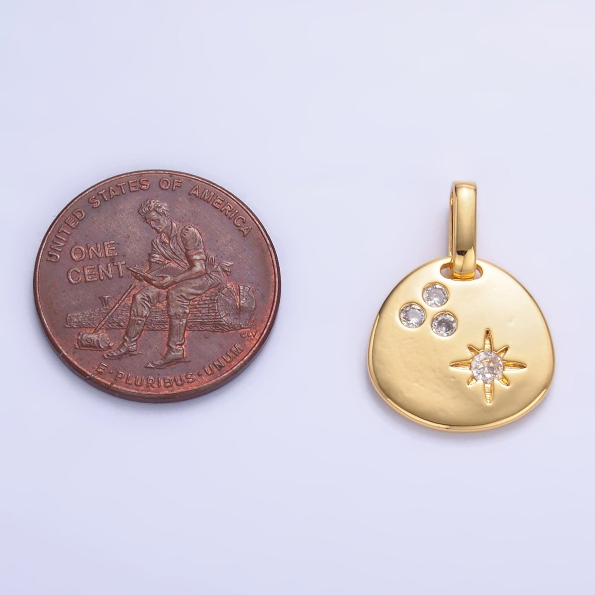 24K Gold Filled CZ Dotted Celestial Star Round Pendant in Gold & Silver | AA1084 - DLUXCA