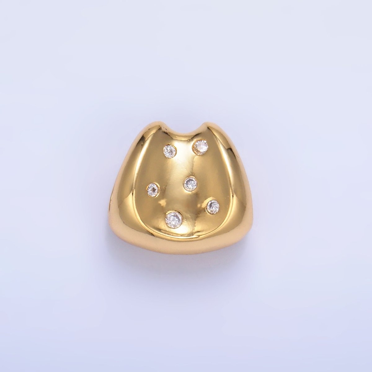 24K Gold Filled CZ Dotted Curved Bead in Gold & Silver | B289 - DLUXCA