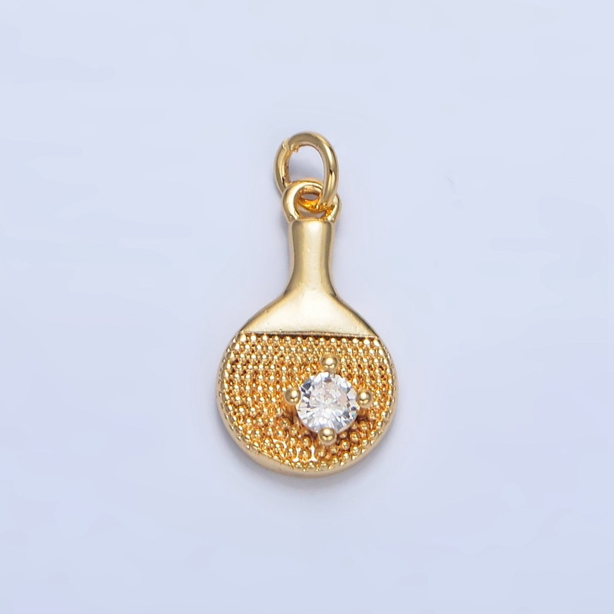 24K Gold Filled CZ Dotted Table Tennis Paddle Sports Charm | X854 - DLUXCA