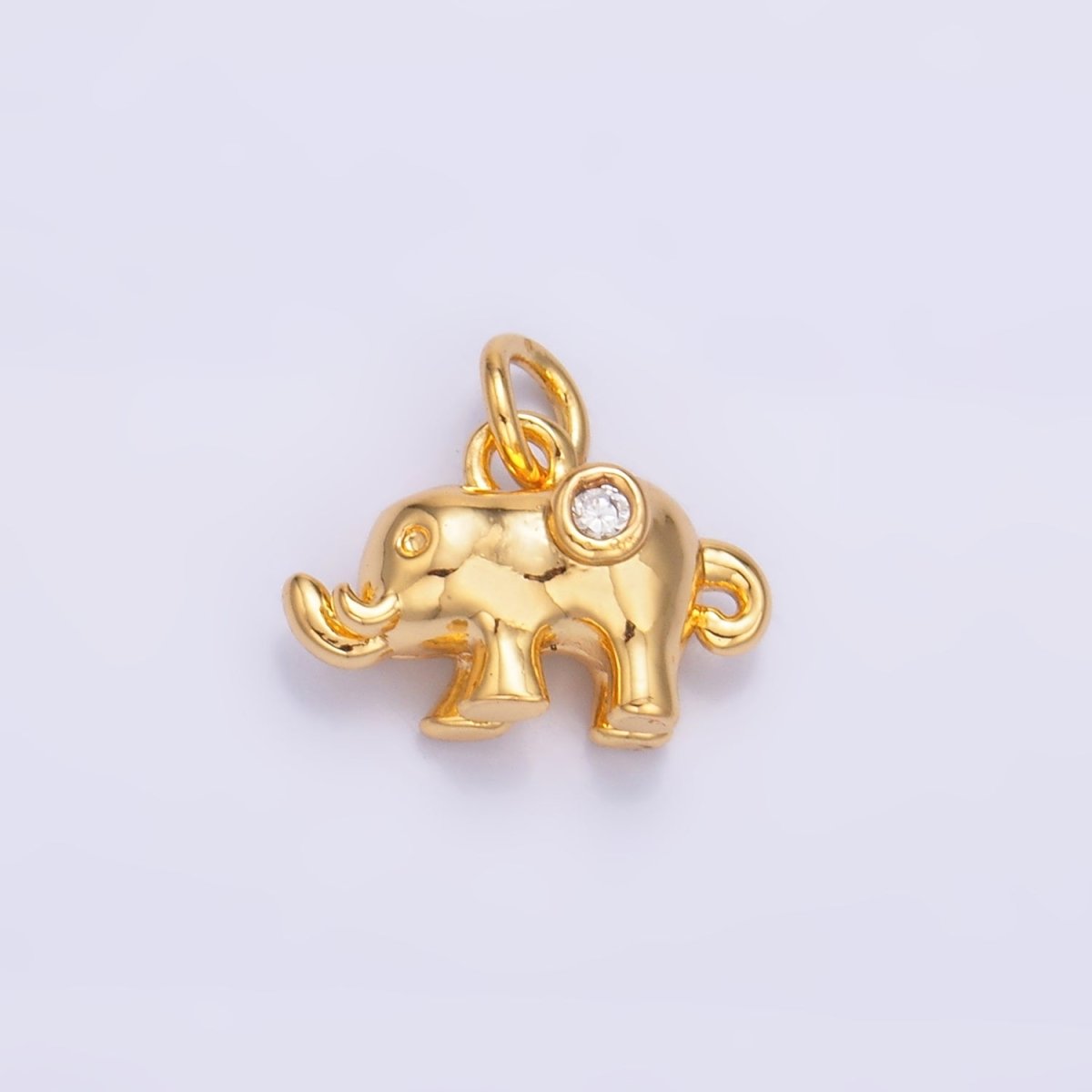 24K Gold Filled CZ Elephant Animal 3D Multidimensional Charm in Gold & Silver | W400 - DLUXCA