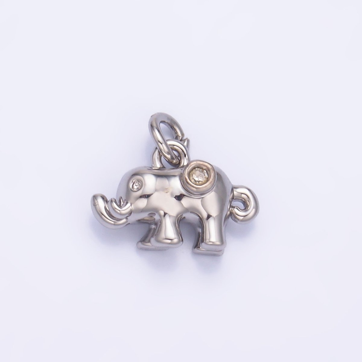 24K Gold Filled CZ Elephant Animal 3D Multidimensional Charm in Gold & Silver | W400 - DLUXCA