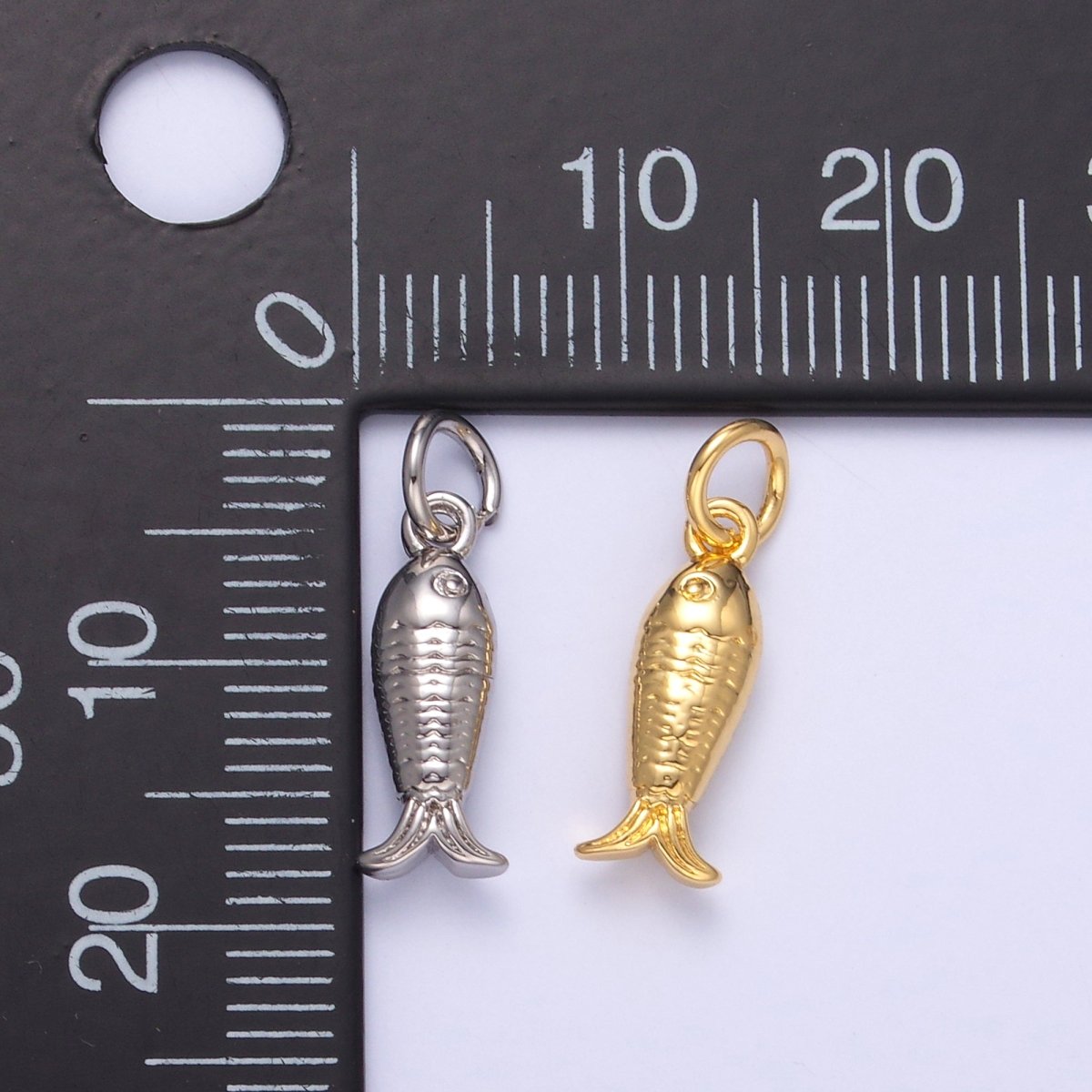 24K Gold Filled CZ Fish 3D Multidimensional Charm in Gold & Silver | N010 - DLUXCA