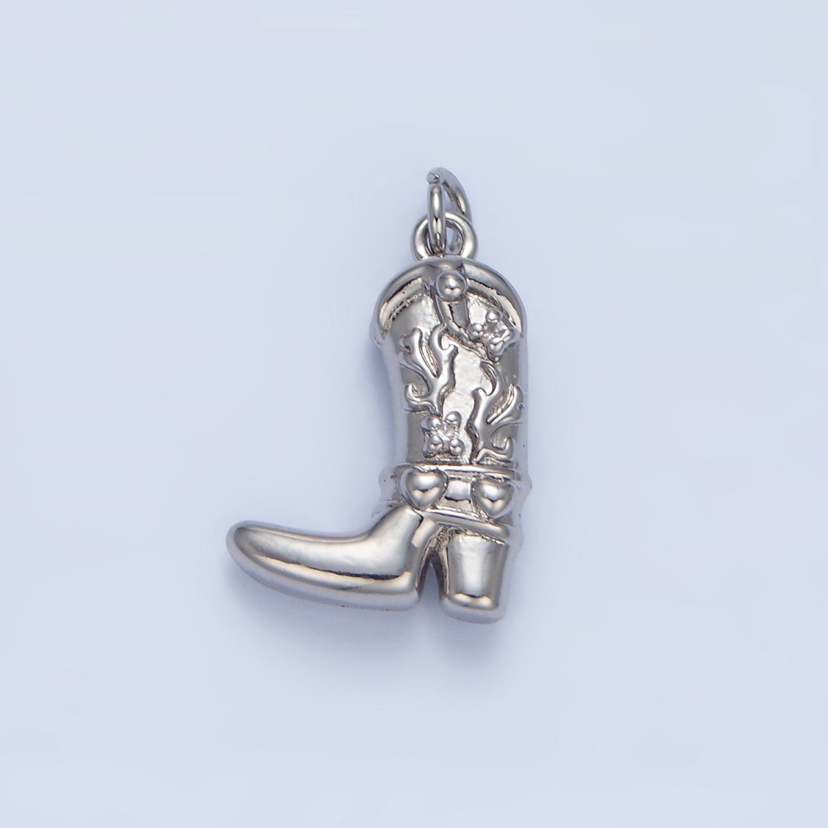 24K Gold Filled CZ Flaming Cowboy Boot Multidimensional Charm in Gold & Silver | X928 - DLUXCA