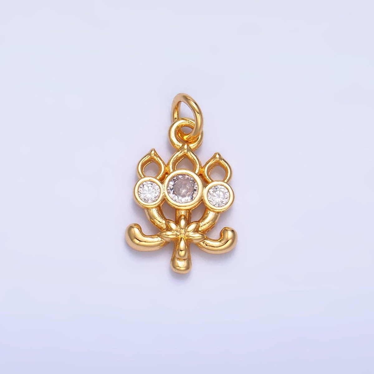 24K Gold Filled CZ Flower Charm in Gold & Silver | W373 - DLUXCA