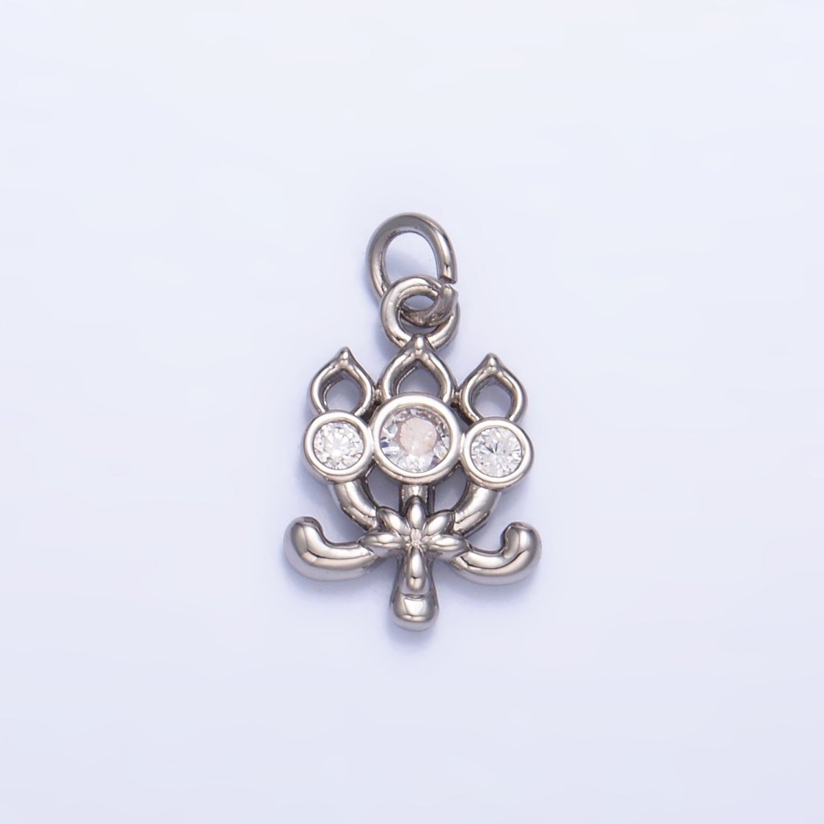 24K Gold Filled CZ Flower Charm in Gold & Silver | W373 - DLUXCA