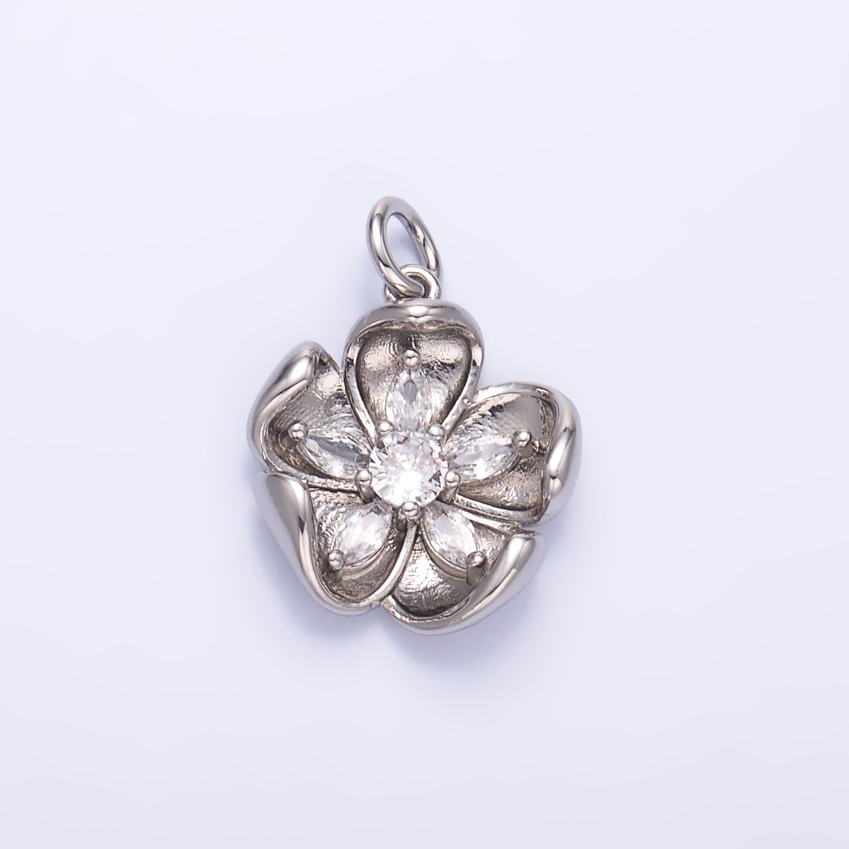24K Gold Filled CZ Flower Mini Charm in Gold & Silver | C014 - DLUXCA